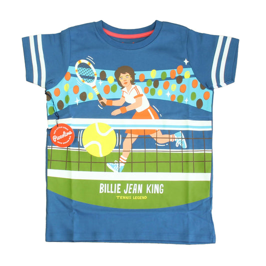 Piccolina Girls Cobalt Trailblazer | Bille Jean King T-Shirt Size: 6-14 Years Cobalt Trailblazer | Bille Jean King