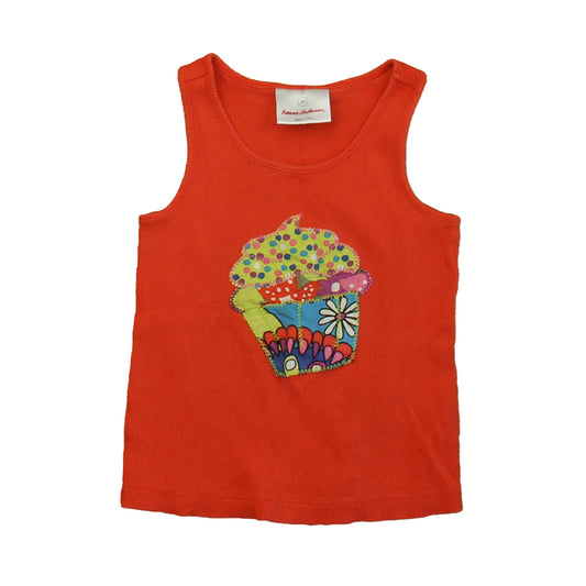 Hanna Andersson Girls Coral Cupcake Tank Top Size: 18-24 Months