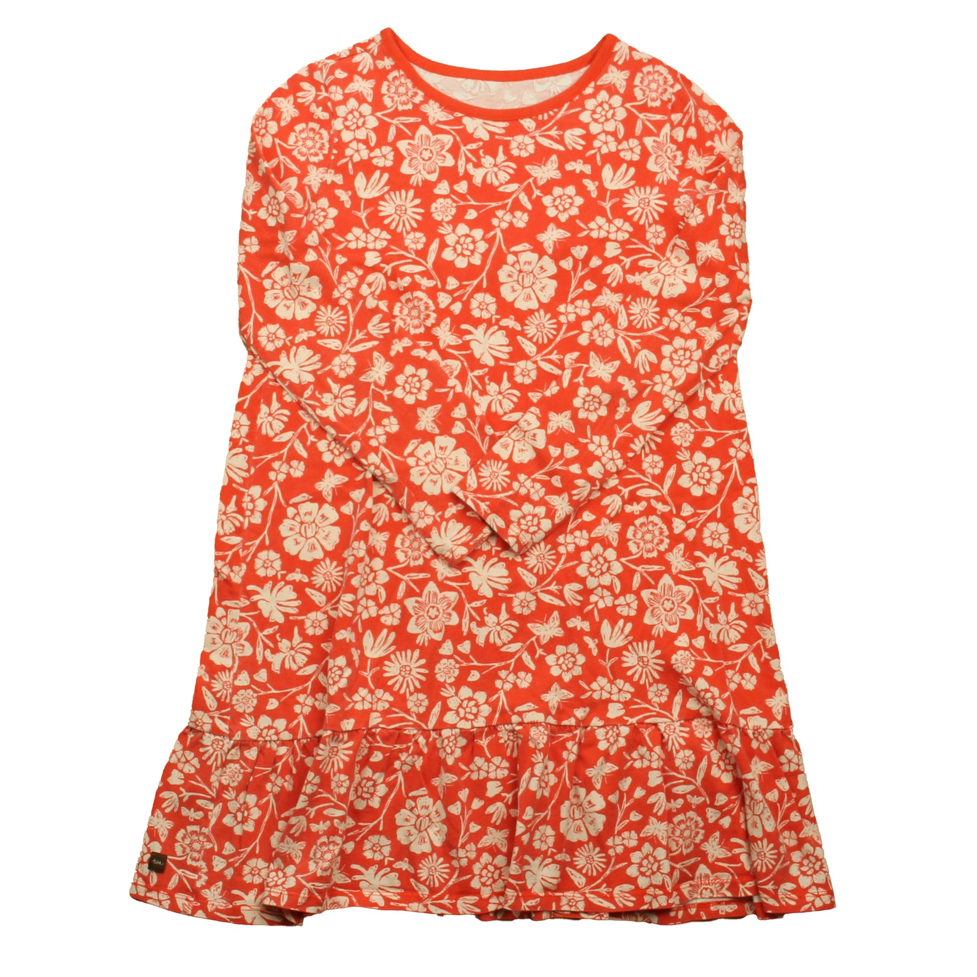 Tea Collection Girls Coral Floral Dress Size: 10 Years Coral Floral