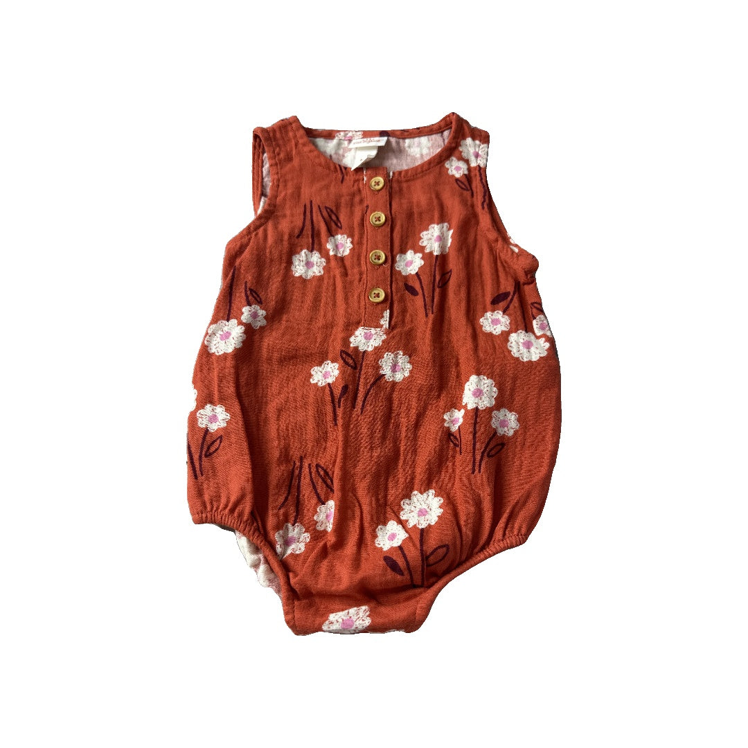 Cat & Jack Girls Coral | Flowers Romper Size: 6-9 months Coral | Flowers
