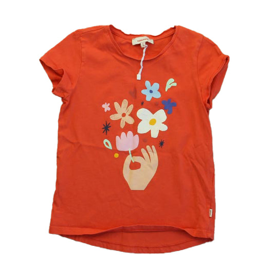 Catimini Girls Coral Flowers T-Shirt Size: 6 Years