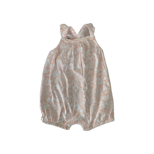 Mac & Moon Girls Coral | Flowers Romper Size: 12M Coral | Flowers
