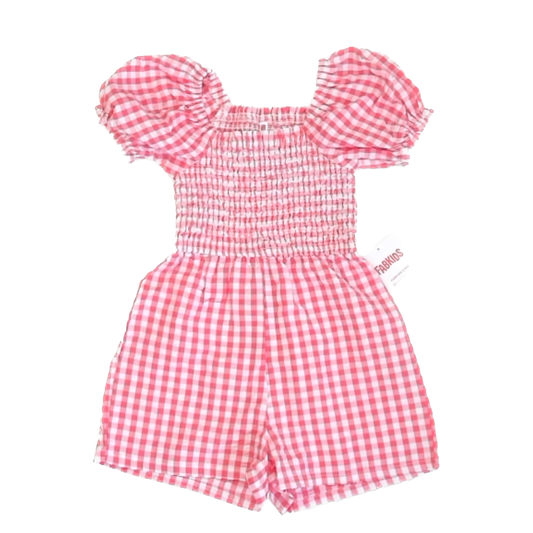 Fab Kids Girls Coral Gingham Dress Size: 6 - 7 Years Coral Gingham