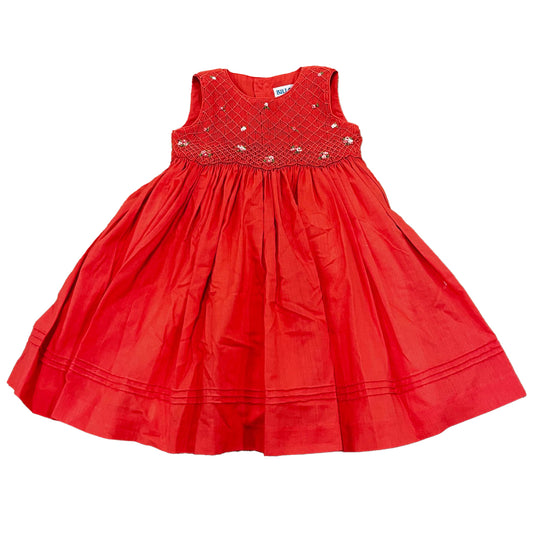 Luli & Me Girls Coral Smocked Dress Size: 3T Coral Smocked
