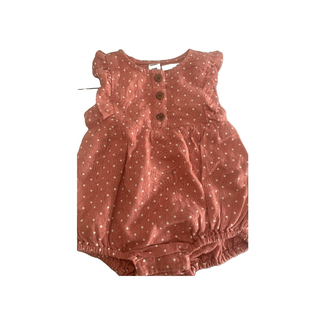 Old Navy Girls Coral | White | polka dot Romper Size: 3-6 months Coral | White | polka dot