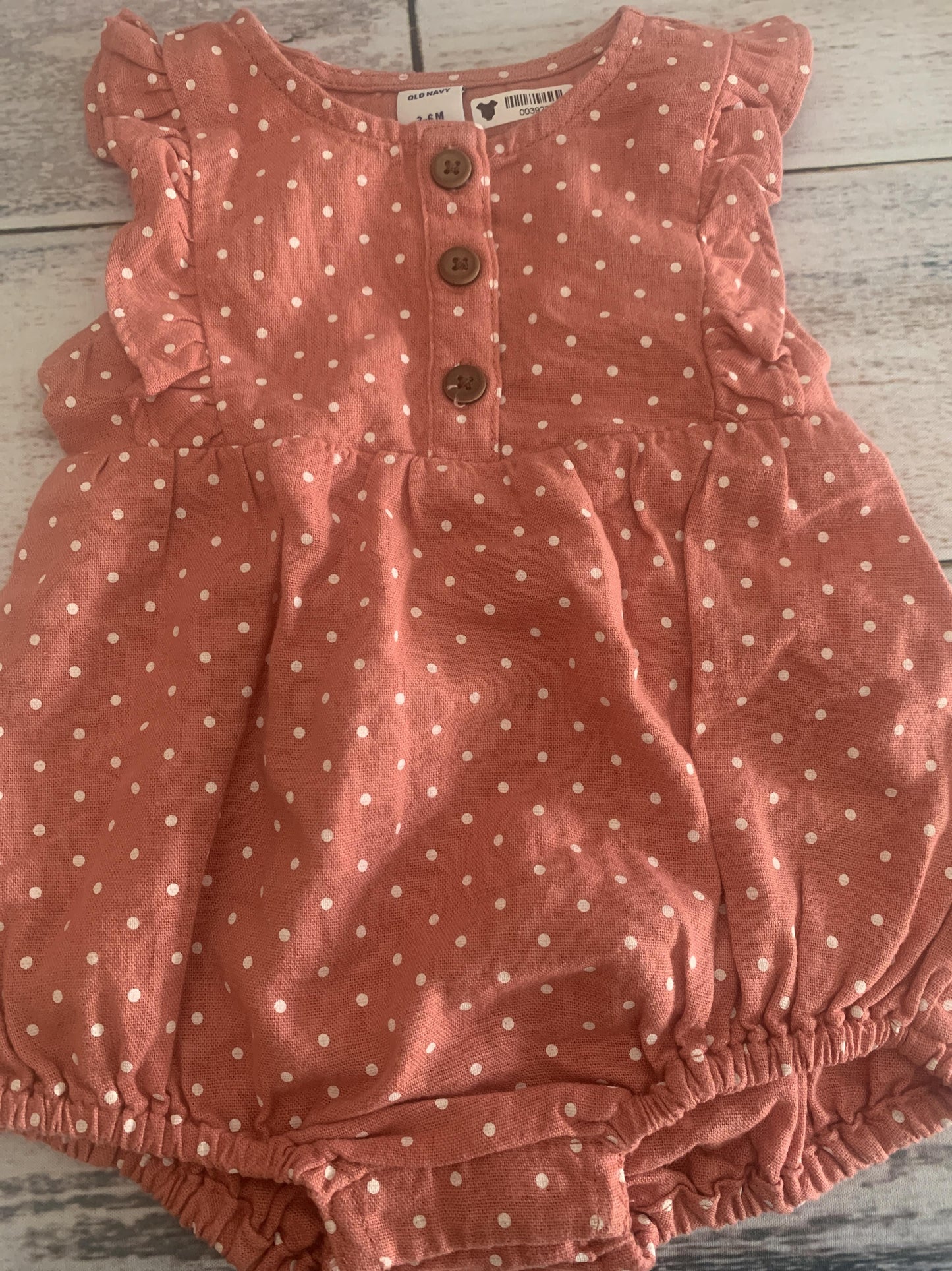 Old Navy Girls Coral | White | polka dot Romper Size: 3-6 months Coral | White | polka dot