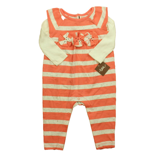 Tea Girls Coral | White Stripe Long Sleeve Outfit Size: 3-6 Months Coral | White Stripe