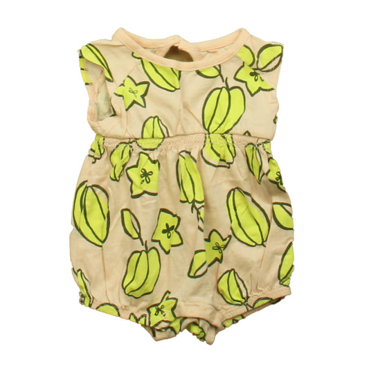 Tea Girls Coral | Yellow Romper Size: 6-9 Months Coral | Yellow