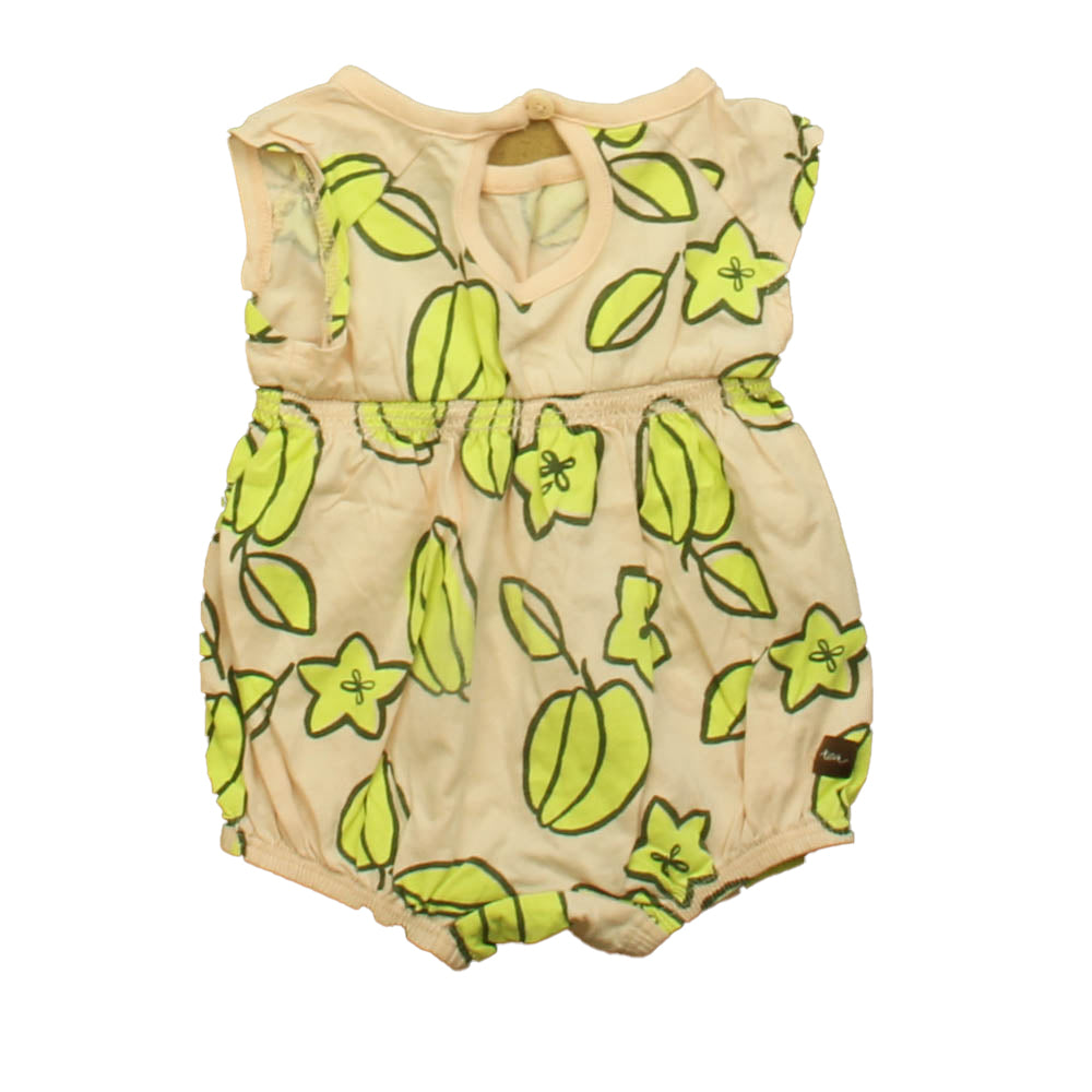 Tea Girls Coral | Yellow Romper Size: 6-9 Months Coral | Yellow