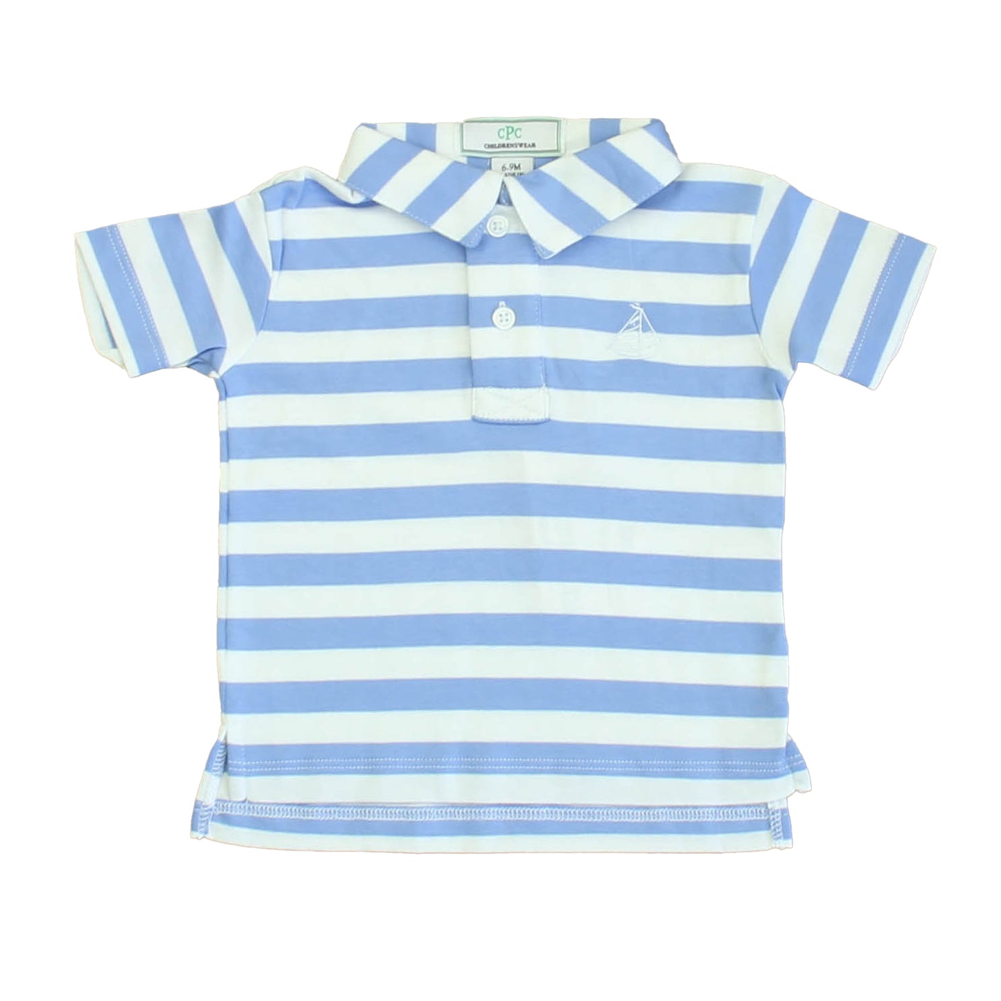 Classic Prep Boys Cornflower Blue | Bright White Polo Shirt Size: 6-9 Months Cornflower Blue | Bright White