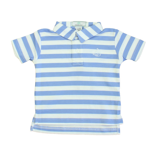 Classic Prep Boys Cornflower Blue | Bright White Polo Shirt Size: 9-12 Months