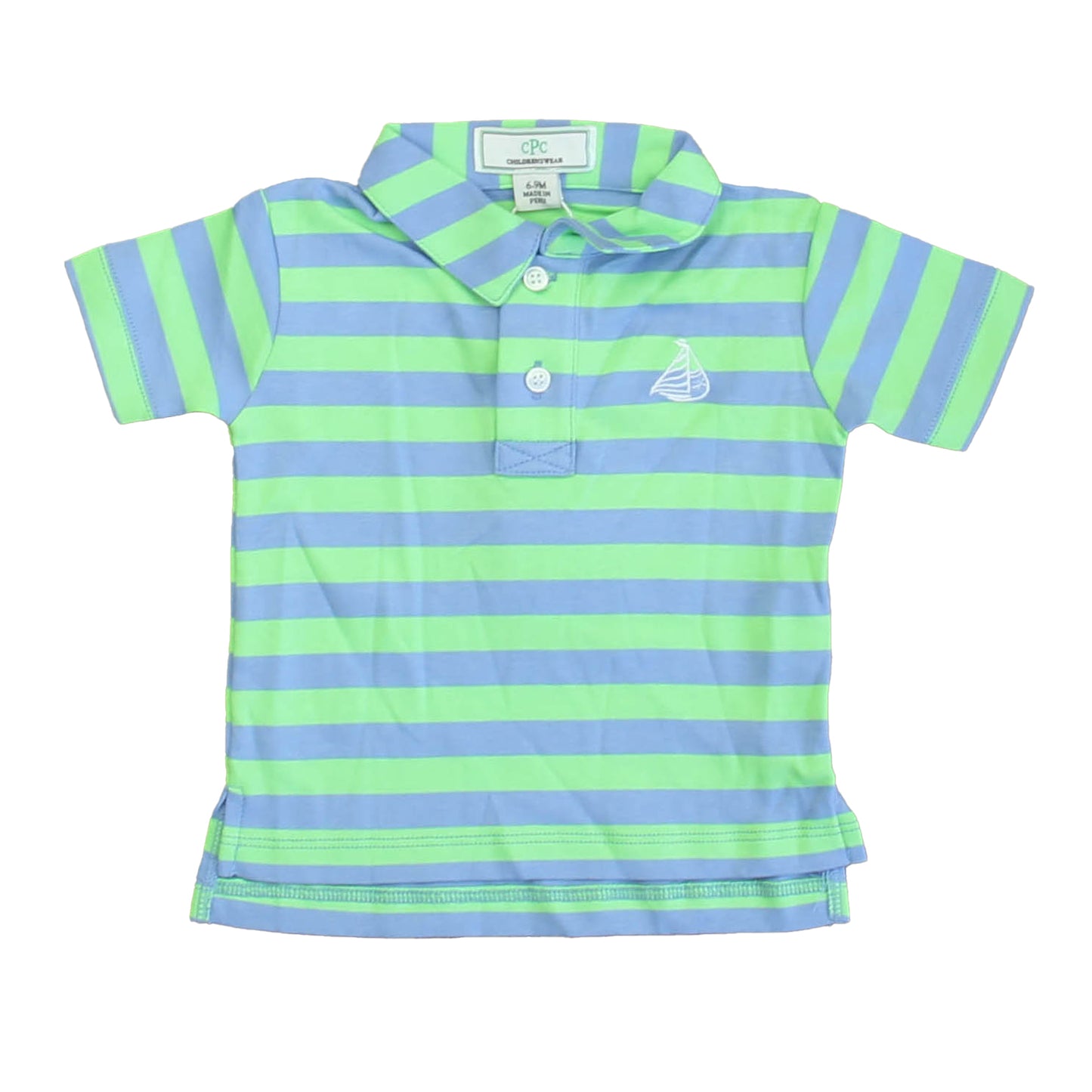 Classic Prep Boys Cornflower Blue | Summer Green Polo Shirt Size: 6-9 Months Cornflower Blue | Summer Green