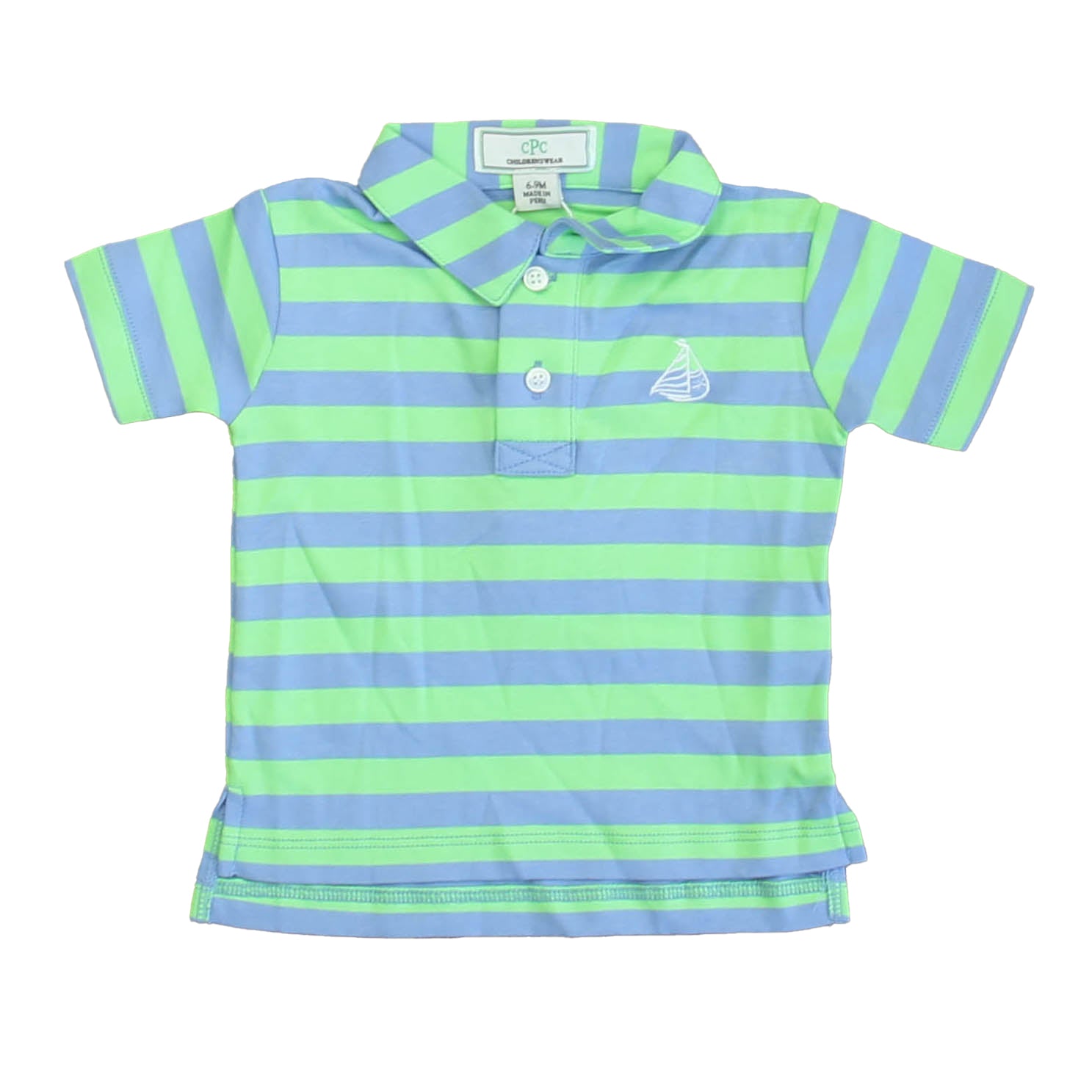 Classic Prep Boys Cornflower Blue | Summer Green Polo Shirt Size: 6-9 Months Cornflower Blue | Summer Green