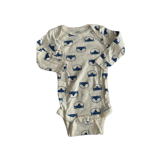 Gerber organic Boys cream | animals | Blue Onesie Size: 6-9 months cream | animals | Blue