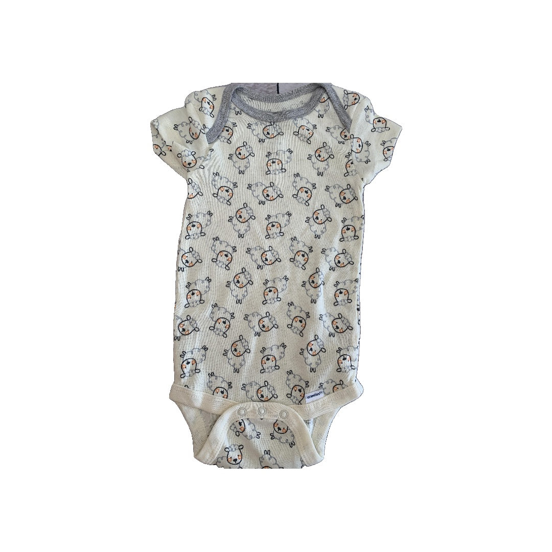 Gerber organic Unisex cream | animals | Pattern Onesie Size: 3-6 months cream | animals | Pattern
