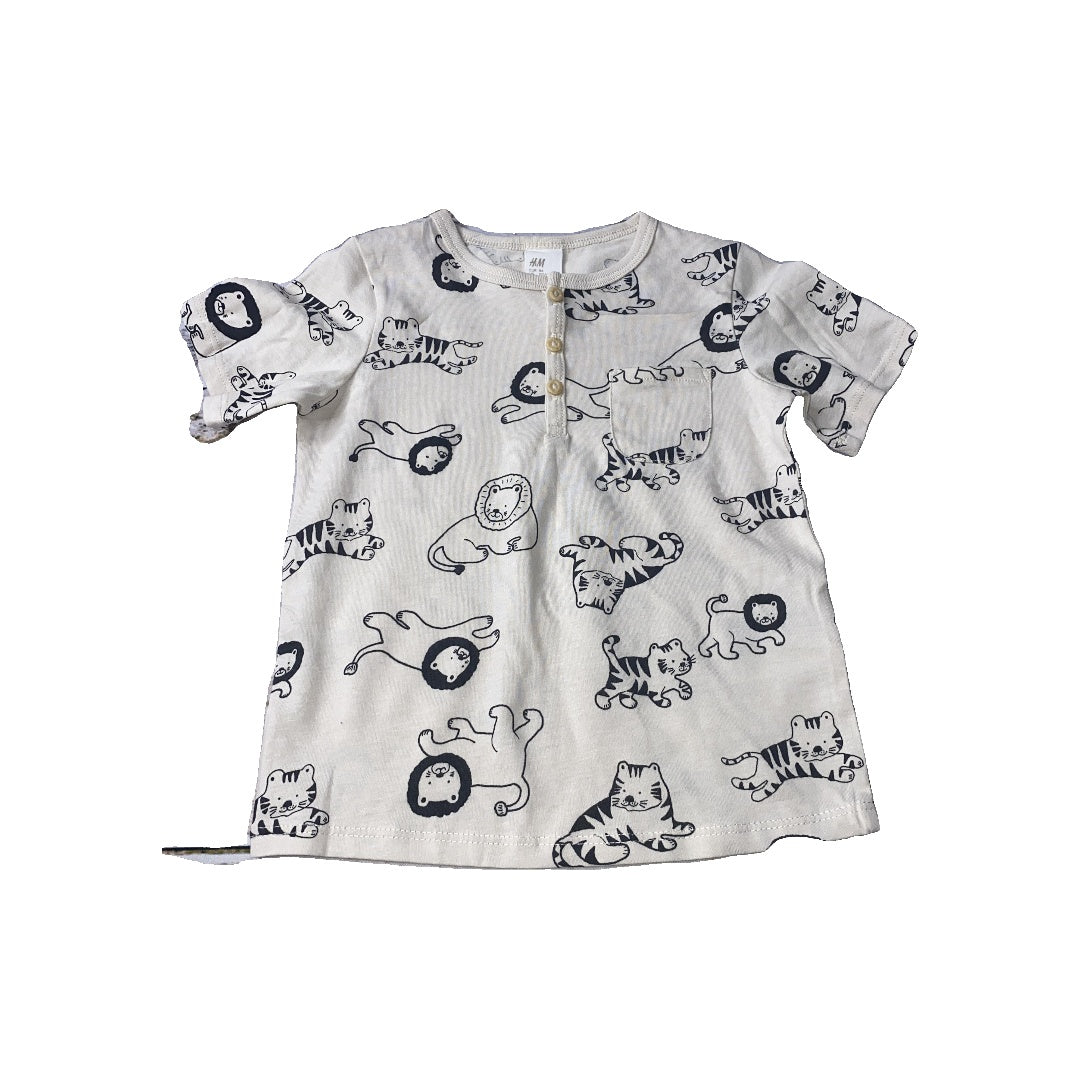 H&M Unisex cream | Black | animals T-Shirt Size: 12-18 months cream | Black | animals