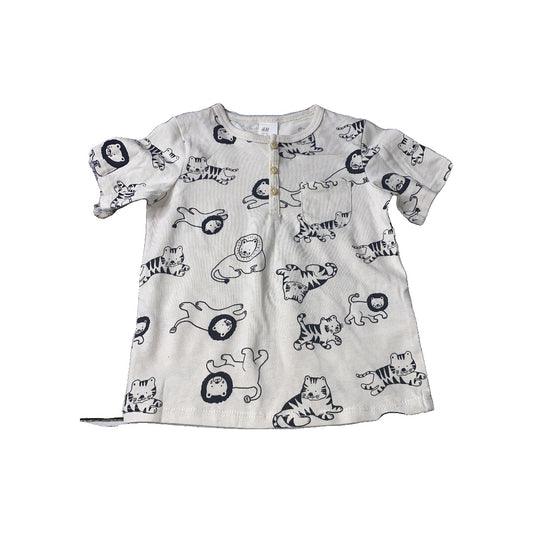 H&M Unisex cream | Black | animals T-Shirt Size: 12-18 months cream | Black | animals