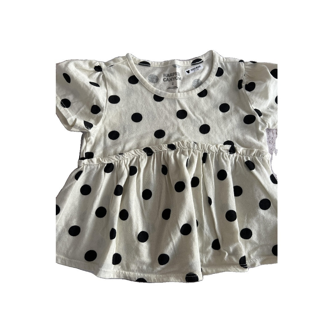 Harper Canyon Girls cream | Black | polka dot T-Shirt Size: 2T cream | Black | polka dot