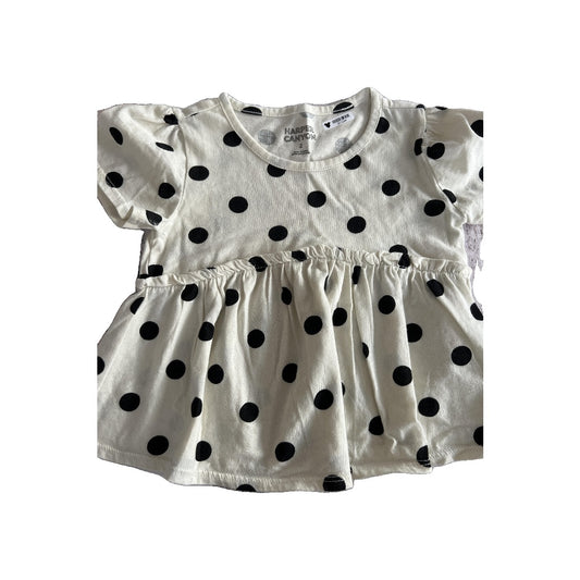 Harper Canyon Girls cream | Black | polka dot T-Shirt Size: 2T cream | Black | polka dot