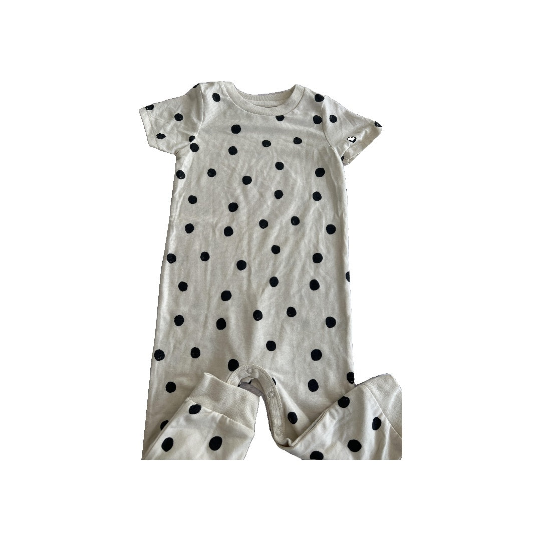 Cat & Jack Unisex cream | Black | polka dot Romper Size: 18 months cream | Black | polka dot