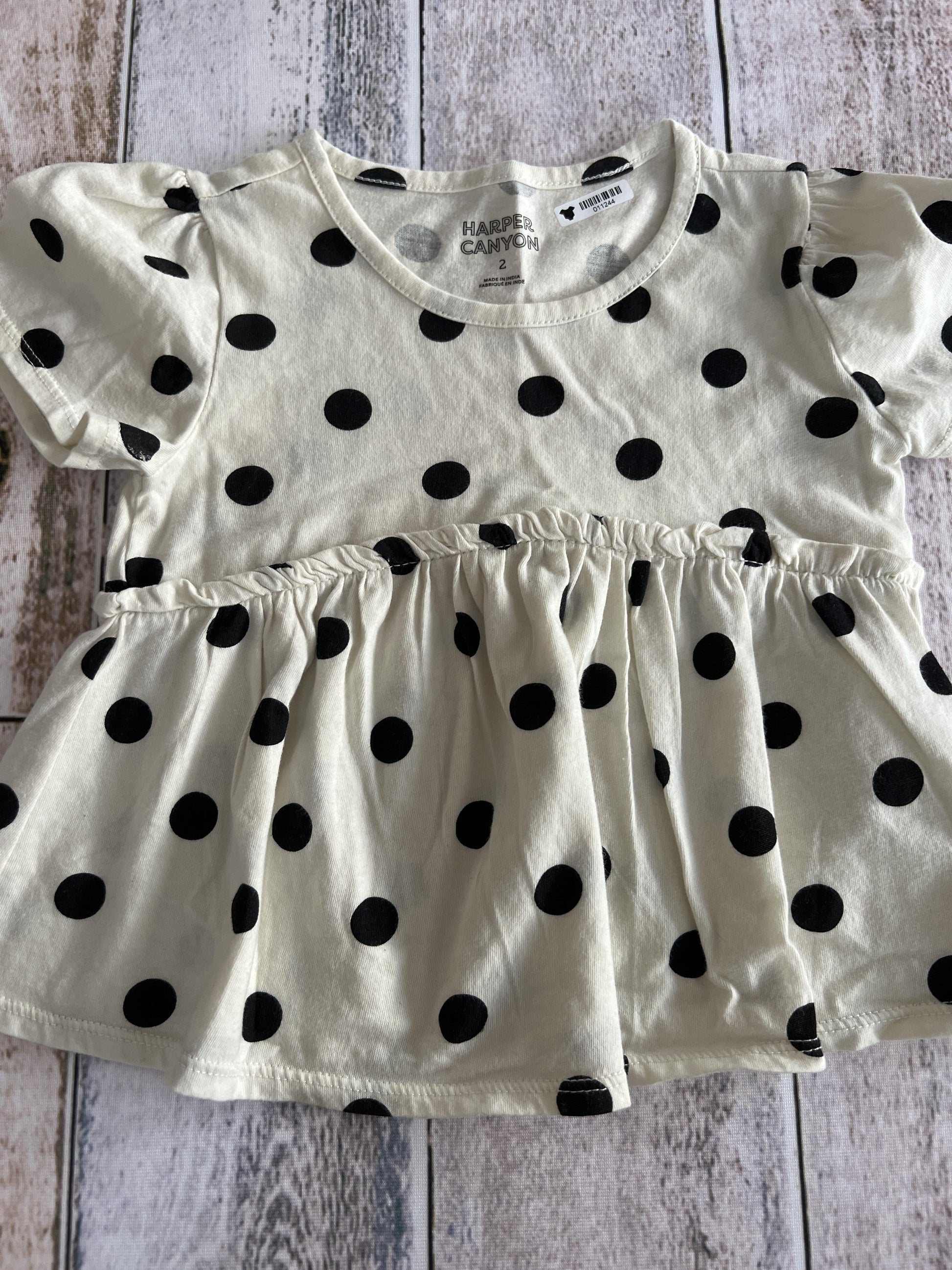 Harper Canyon Girls cream | Black | polka dot T-Shirt Size: 2T cream | Black | polka dot