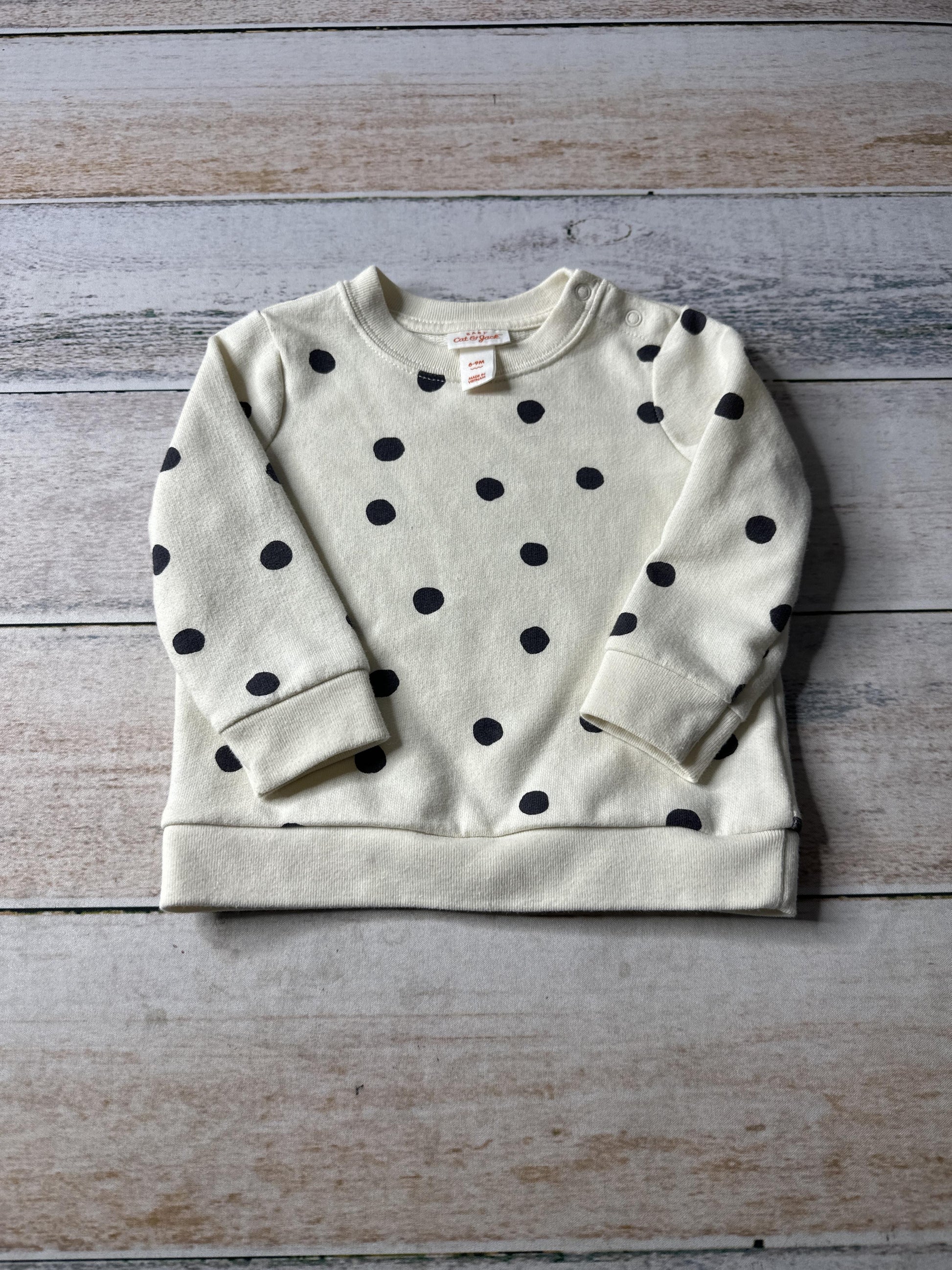 Cat & Jack Boys cream | Black | polka dot Sweatshirt Size: 6-9 months cream | Black | polka dot