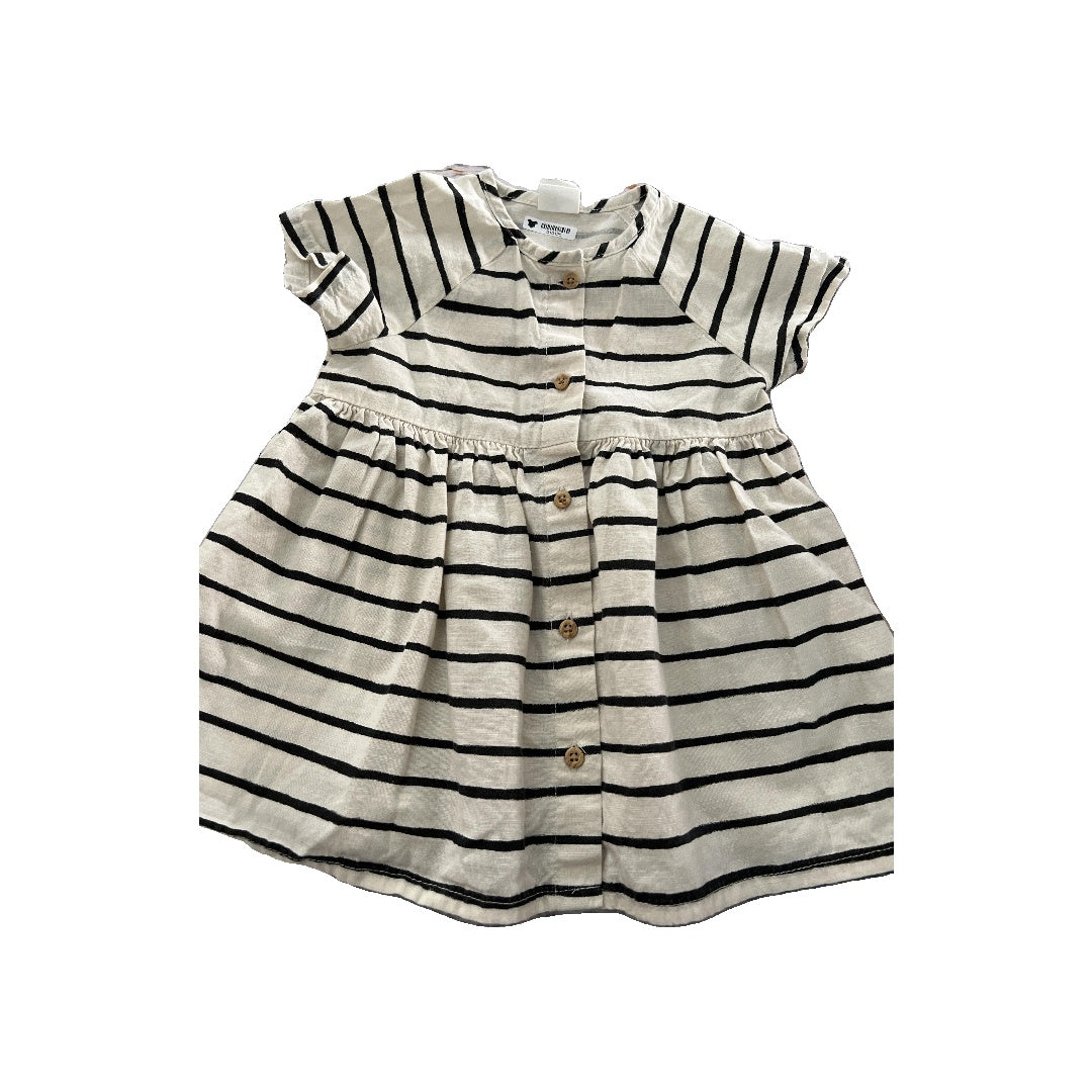 H&M Girls cream | Black | Stripe Dress Size: 3-6 months cream | Black | Stripe