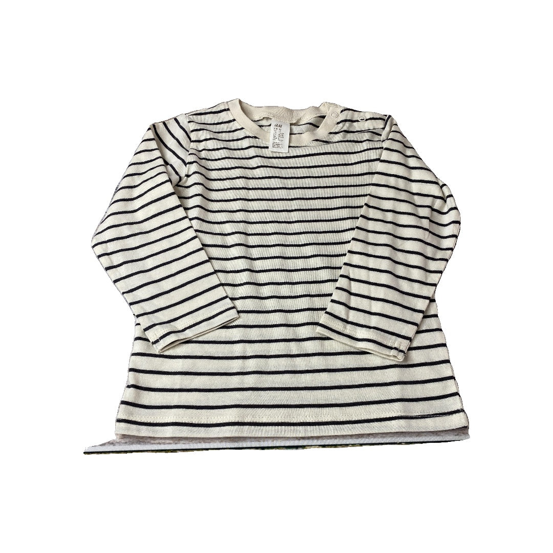 H&M Unisex cream | Black | Striped Long Sleeve Shirt Size: 2T cream | Black | Striped