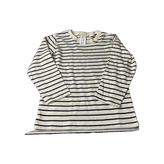 H&M Unisex cream | Black | Striped Long Sleeve Shirt Size: 2T cream | Black | Striped