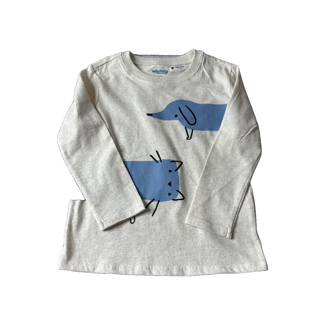 Mighty Goods Unisex cream | Blue | animals Long Sleeve T-Shirt Size: 2T cream | Blue | animals