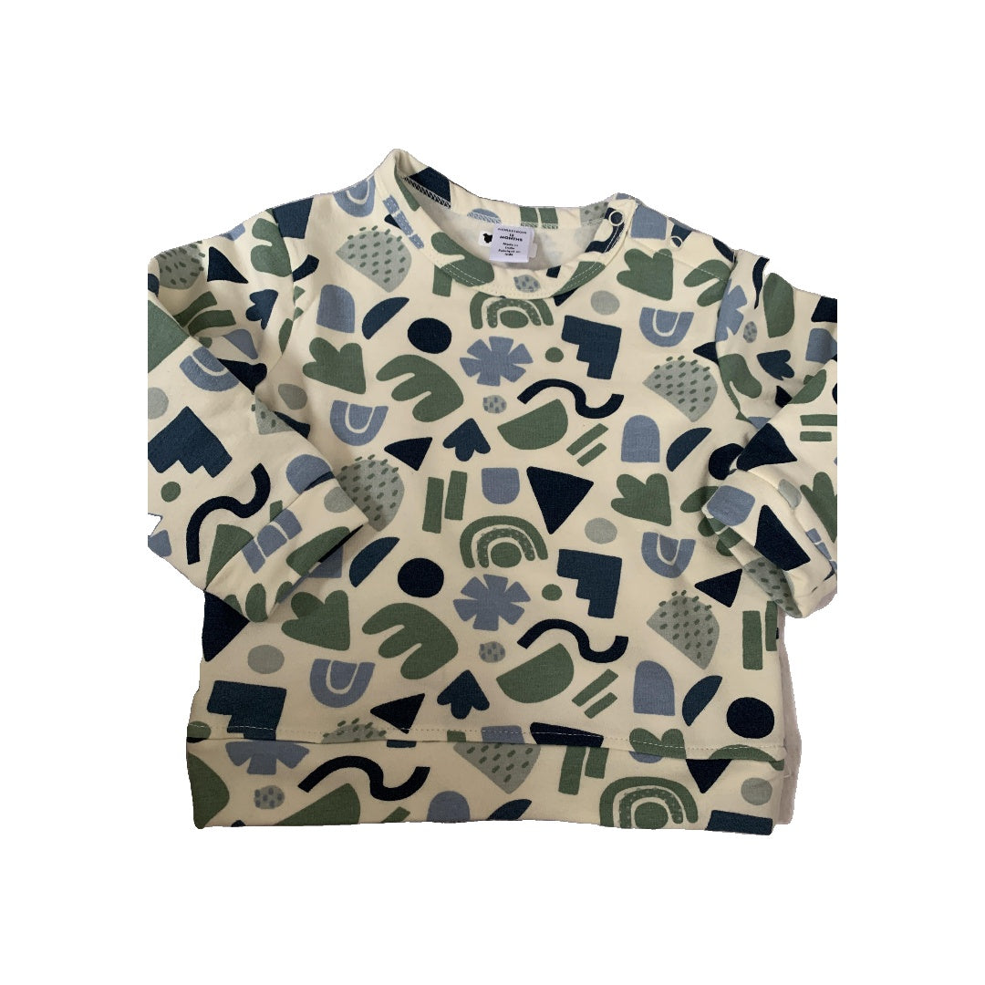 Nordstrom Unisex cream | Blue | Forest Green | Pattern Sweatshirt Size: 12M cream | Blue | Forest Green | Pattern