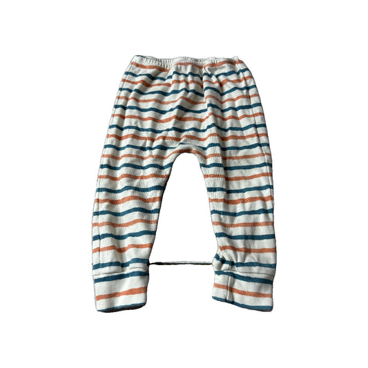 Little Lentil Unisex cream | Blue | orange | Striped Pants Size: 12-18 months cream | Blue | orange | Striped