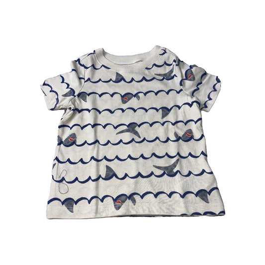 Old Navy Boys cream | Blue | Sharks T-Shirt Size: 12-18 months cream | Blue | Sharks