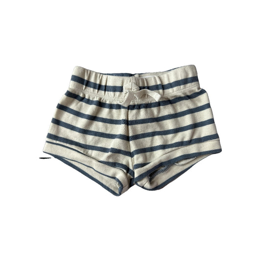 Colored Organics Unisex cream | Blue | Striped Shorts Size: 6-12 months cream | Blue | Striped