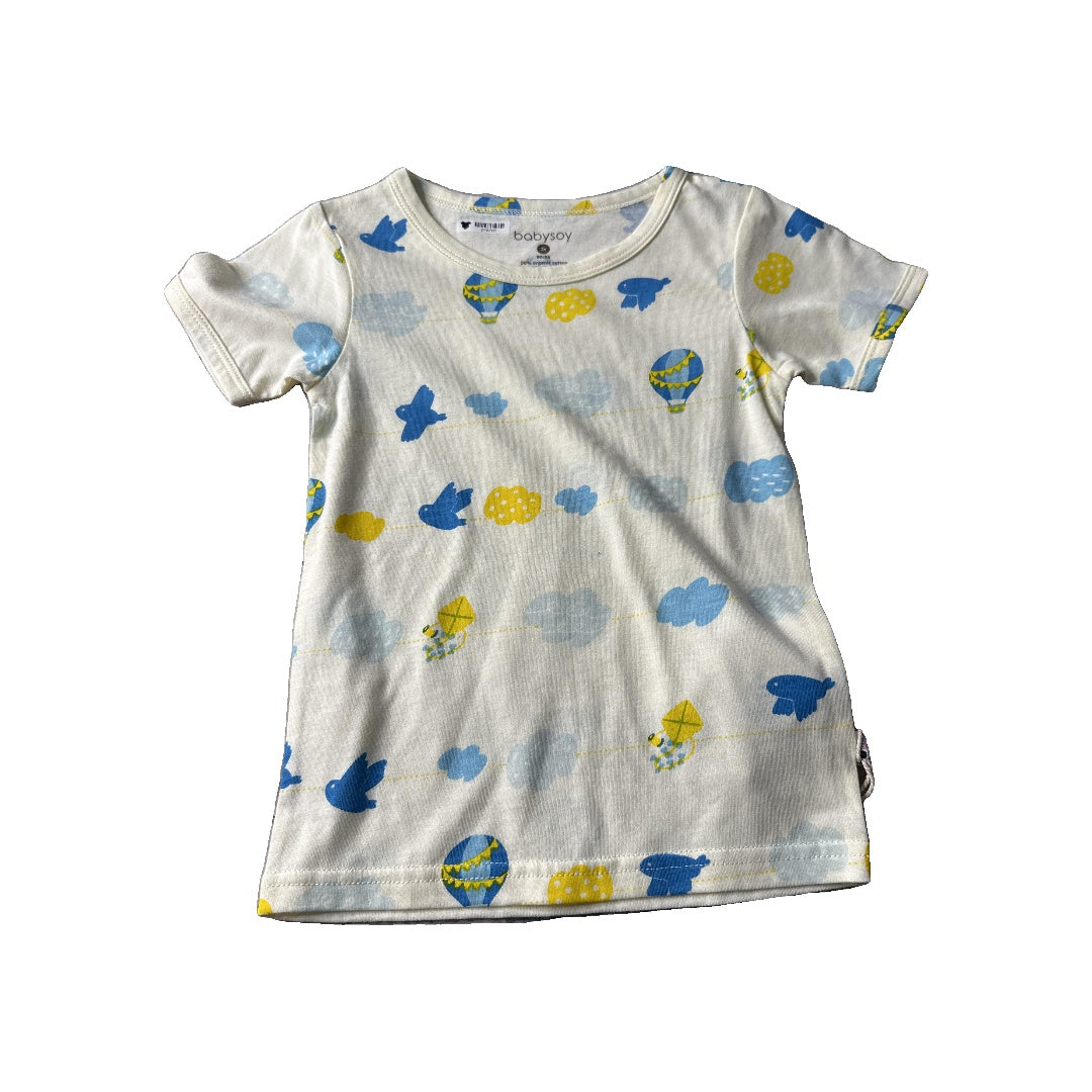 Babysoy Boys cream | Blue | Yellow T-Shirt Size: 2T cream | Blue | Yellow