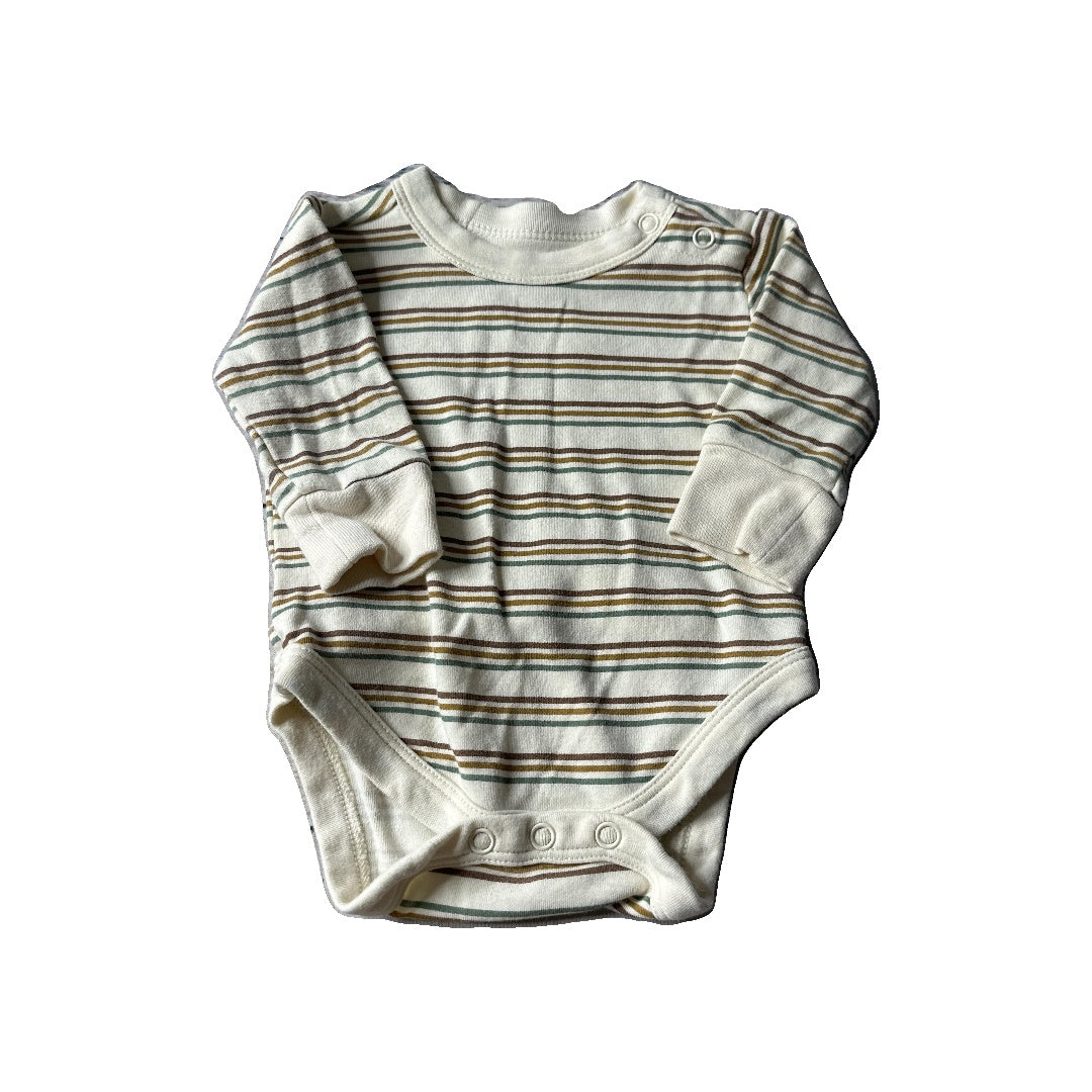 Goumi Boys cream | Brown | Army Green | Striped Onesie Size: 0-3 months cream | Brown | Army Green | Striped
