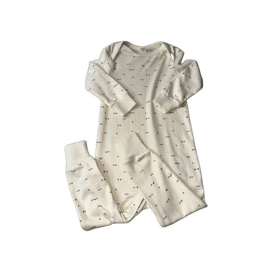 Colored Organics Unisex cream | Brown | Dots Long Sleeve Outfit Size: 12-18 months cream | Brown | Dots