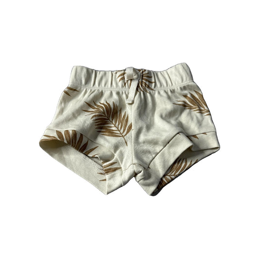 Colored Organics Unisex cream | Brown | Leaves Shorts Size: 3-6 months cream | Brown | Leaves