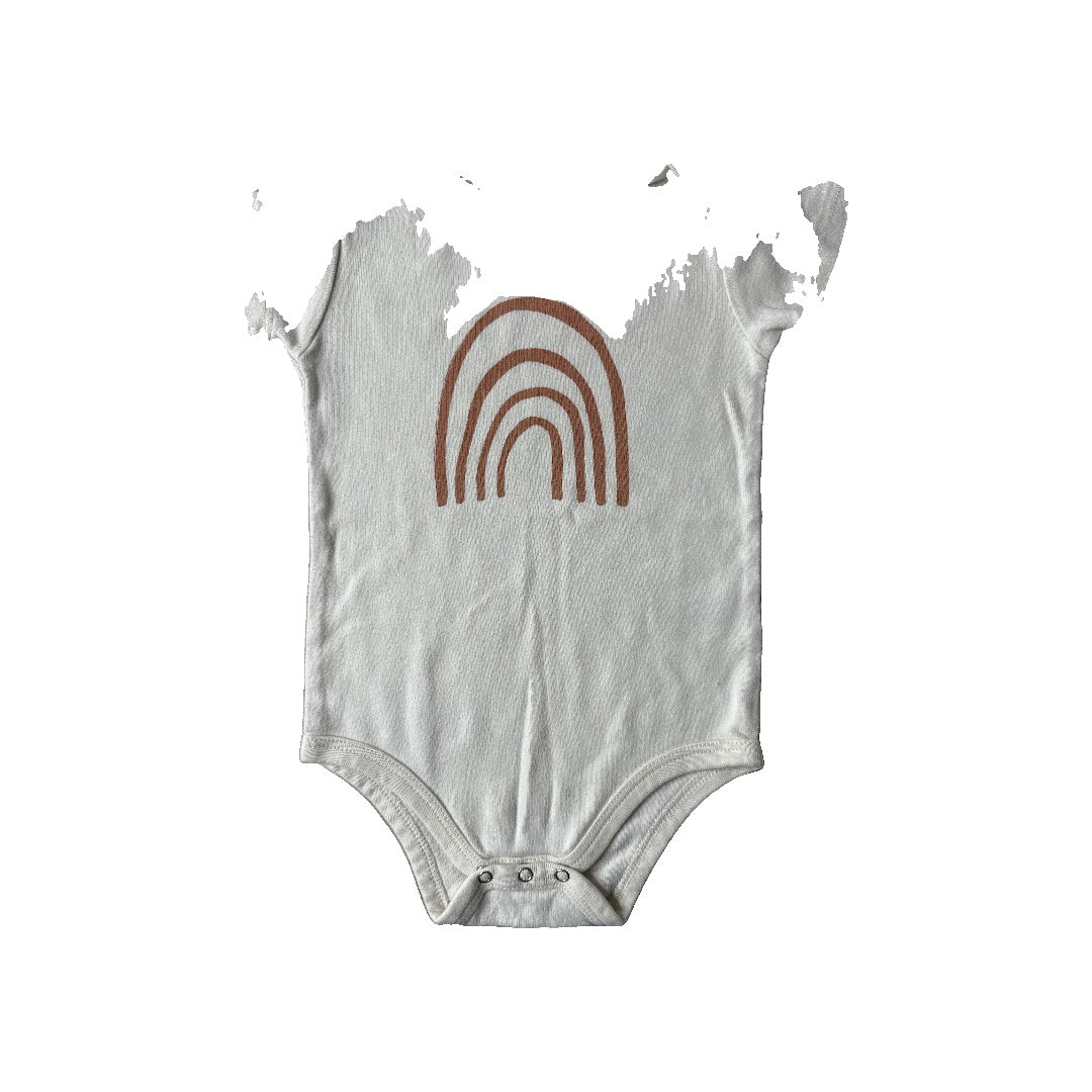 Tenth + Pine Unisex cream | Brown | Rainbow Onesie Size: 12-18 months cream | Brown | Rainbow
