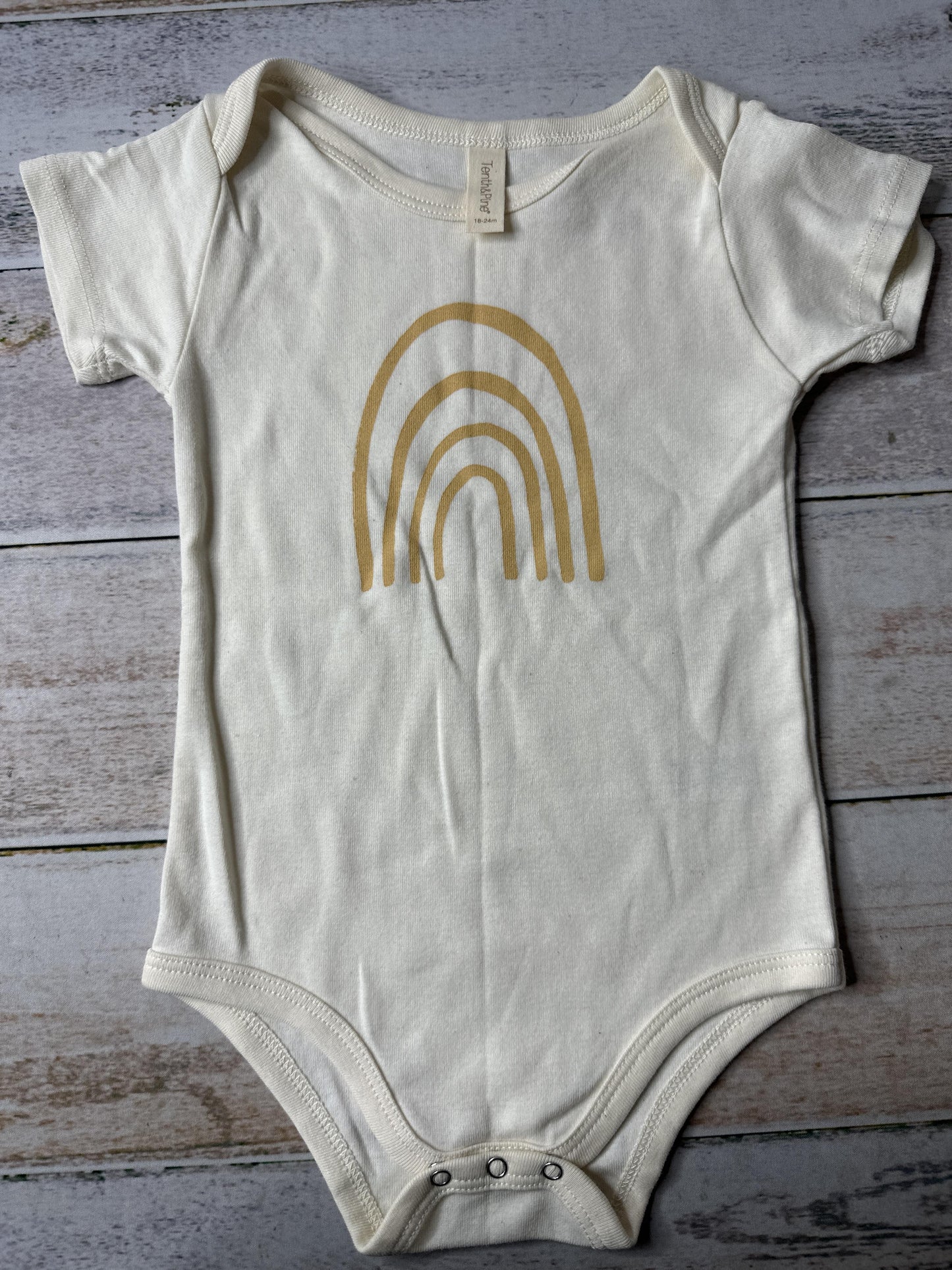Tenth + Pine Unisex cream | Brown | Rainbow Onesie Size: 18-24 months cream | Brown | Rainbow