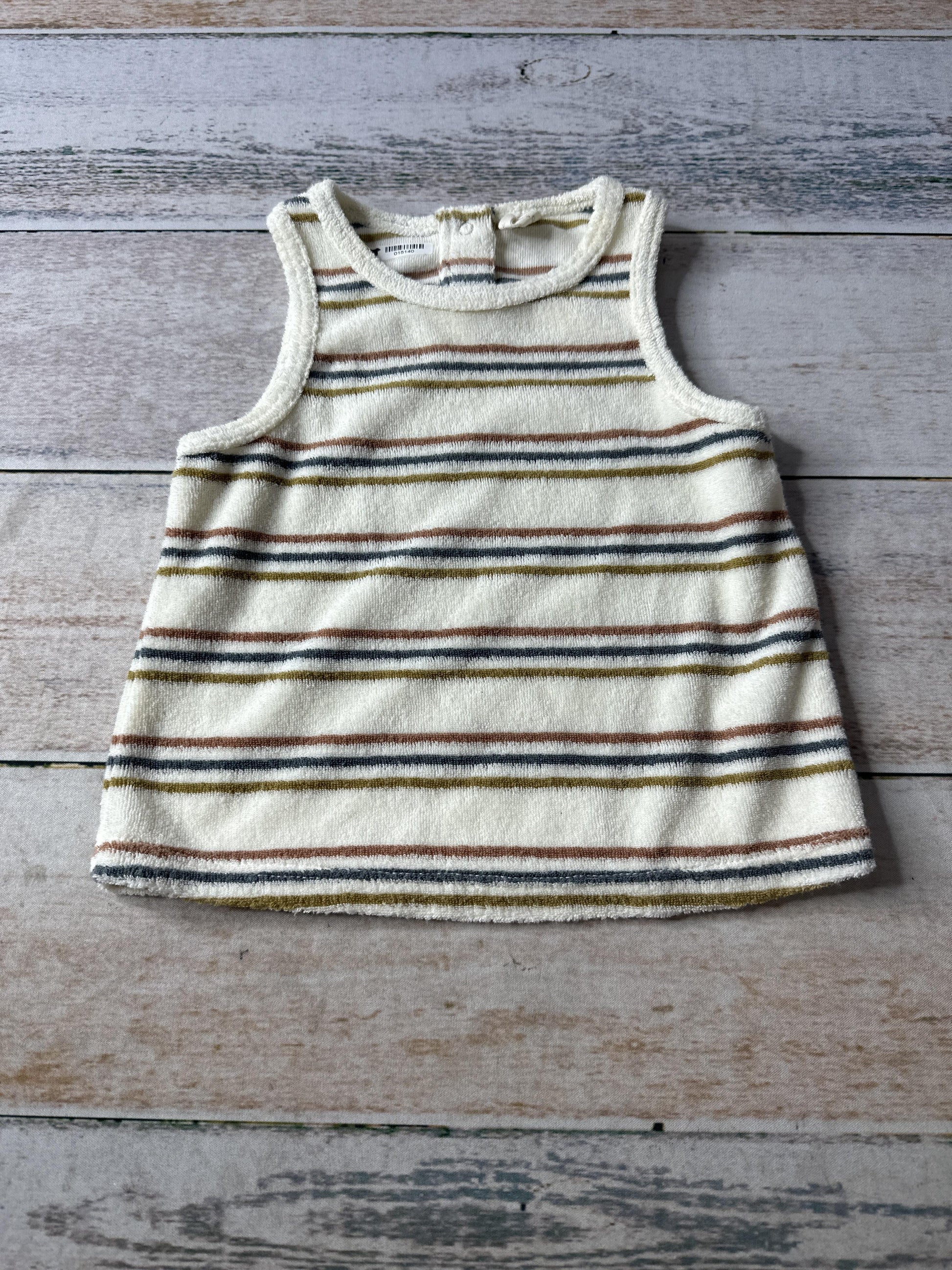 Quincy Mae Unisex cream | Brown | Stripe Tank Top Size: 6-12 months cream | Brown | Stripe