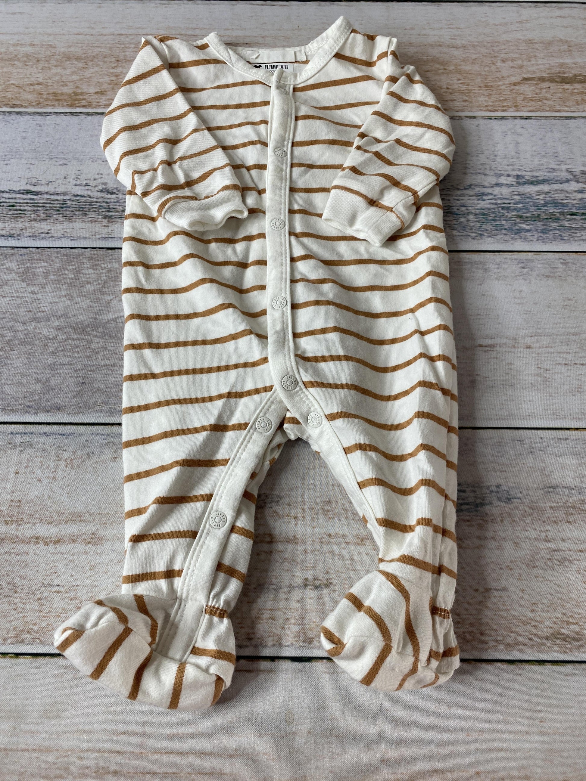Firsts Unisex cream | Brown | Stripe Pajamas Size: Newborn cream | Brown | Stripe