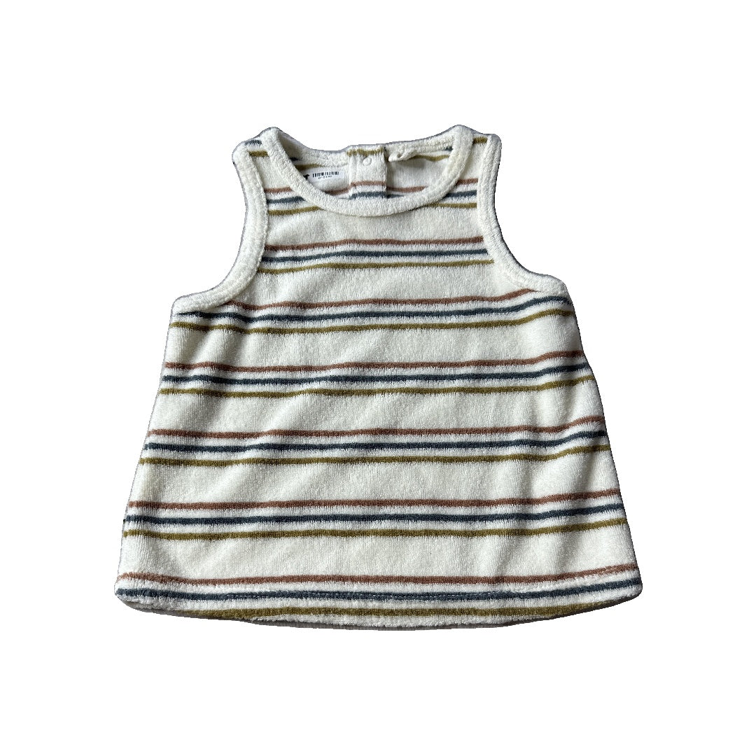 Quincy Mae Unisex cream | Brown | Stripe Tank Top Size: 6-12 months cream | Brown | Stripe