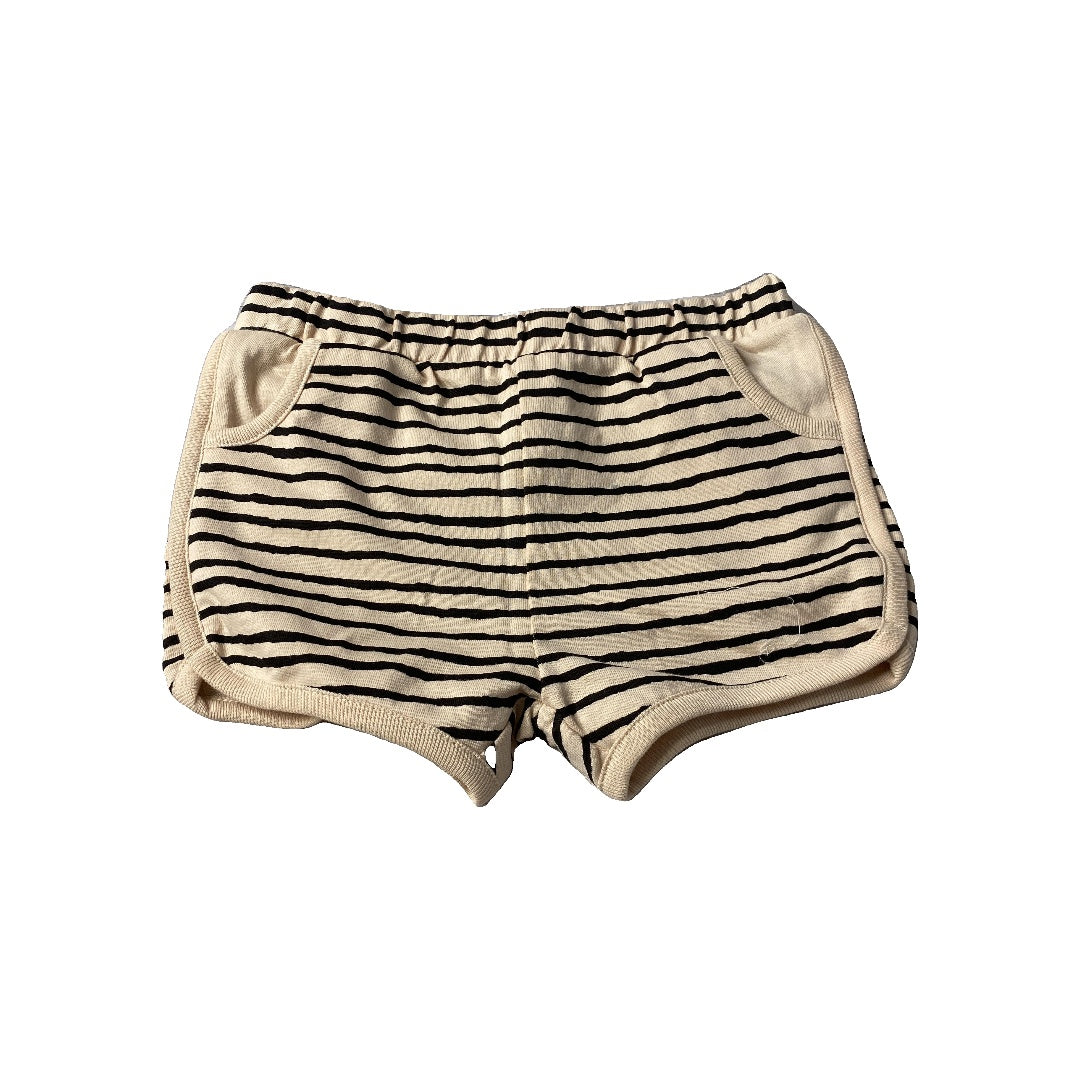 Open Edit Unisex cream | Brown | Stripe Shorts Size: 18 months cream | Brown | Stripe