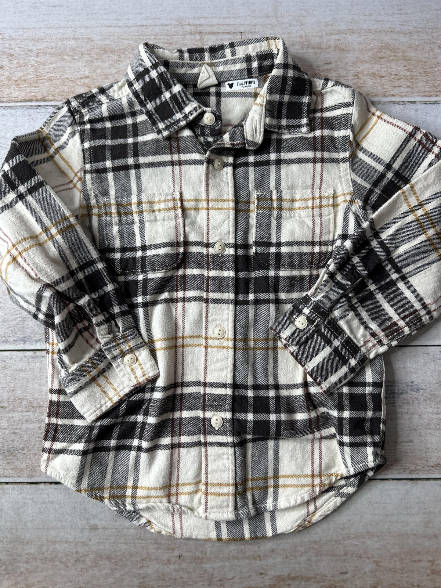 Gap Unisex cream | Brown Button Down Short Sleeve Size: 3T cream | Brown