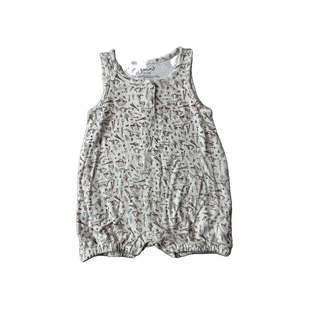 Goumi Unisex cream | Brown Romper Size: 12-18 months cream | Brown