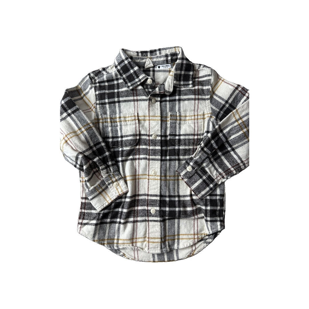 Gap Unisex cream | Brown Button Down Short Sleeve Size: 3T cream | Brown