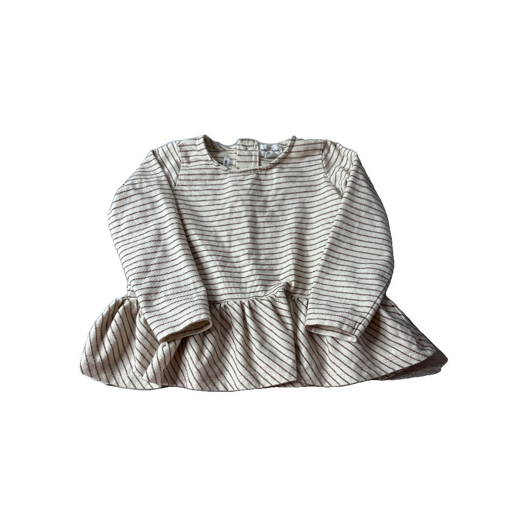 Miles Girls cream | Burgundy | Stripe Long Sleeve Shirt Size: 24 months cream | Burgundy | Stripe