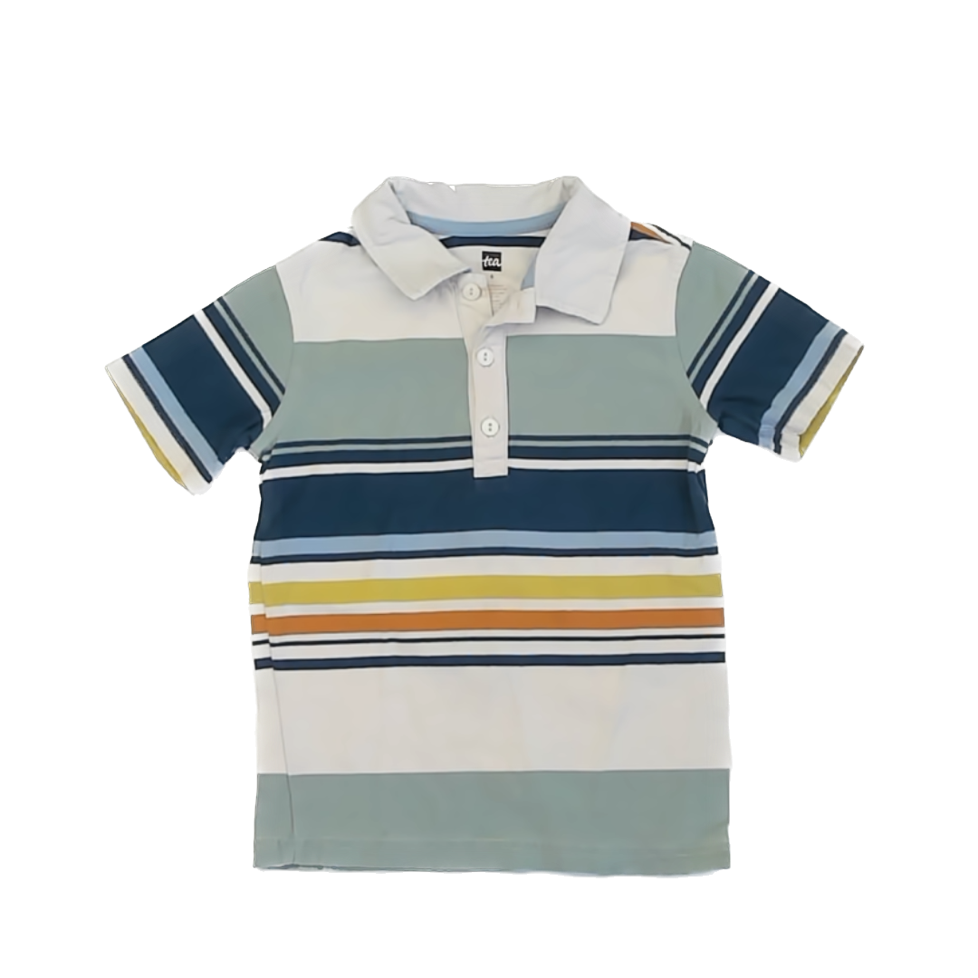 Tea Collection Boys Cream | Colored Stripe Polo Shirt Size: 6 Years Cream | Colored Stripe