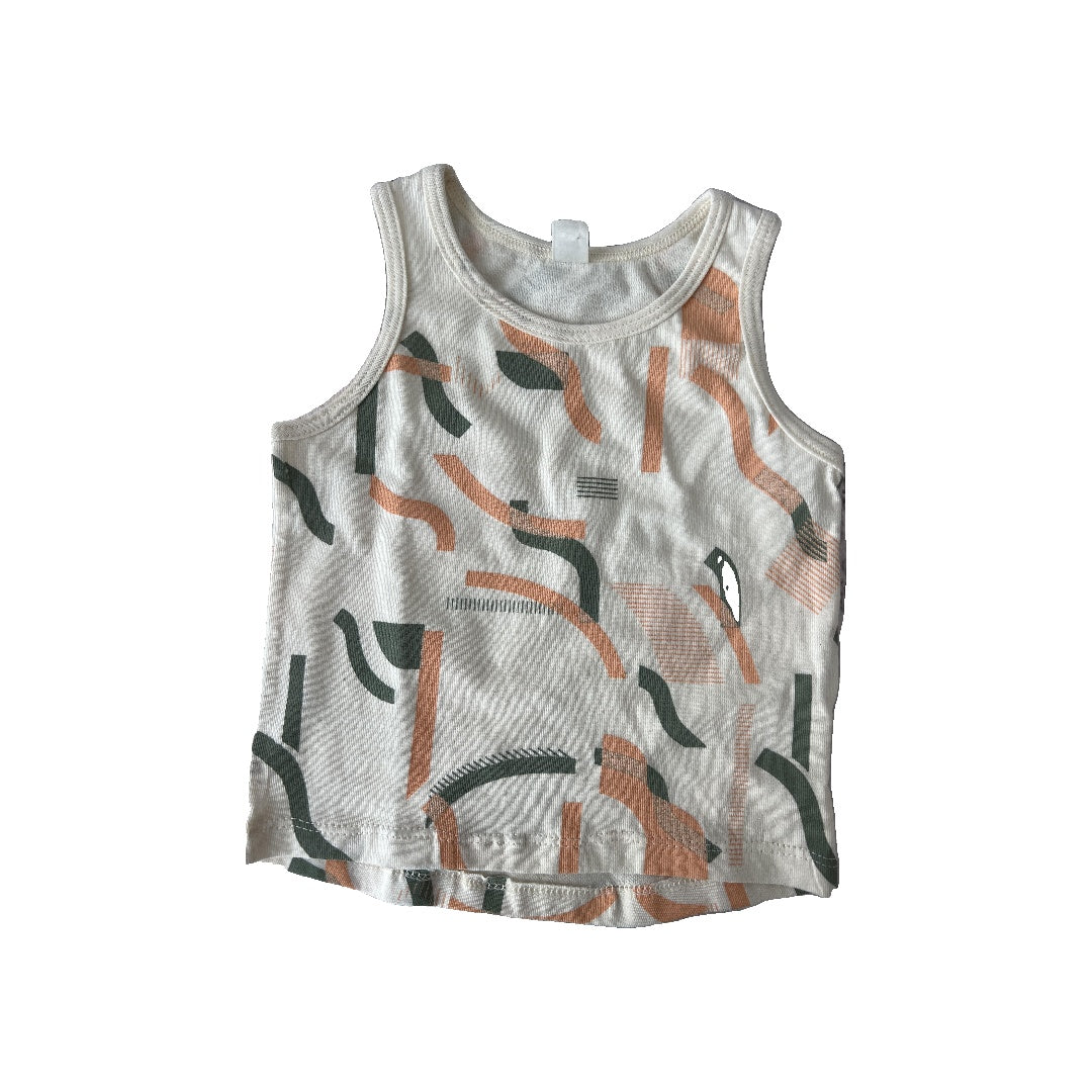 North to West Unisex cream | Coral | light green | Pattern Tank Top Size: 6-12 months cream | Coral | light green | Pattern
